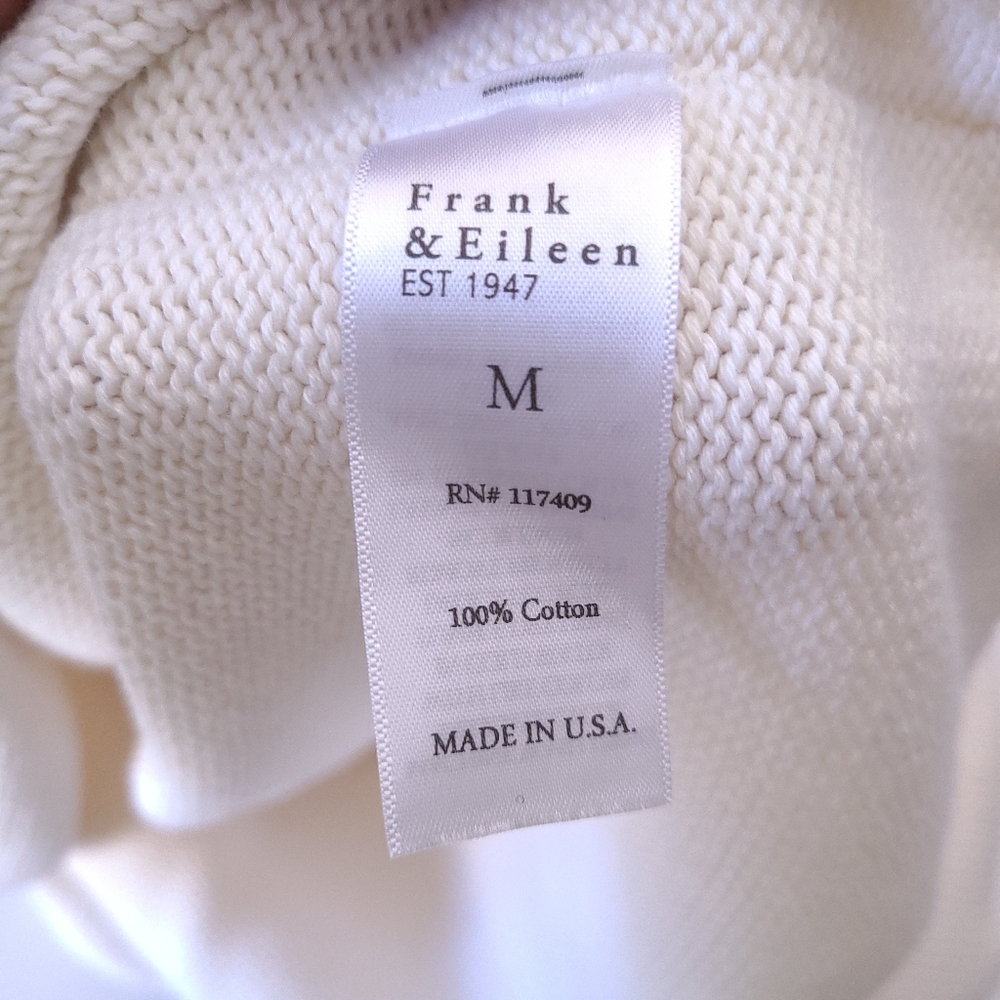 $398 Frank & Eileen Monterey Cream Rolled Funnel Neck Sweater Size M - Picture 8 of 9